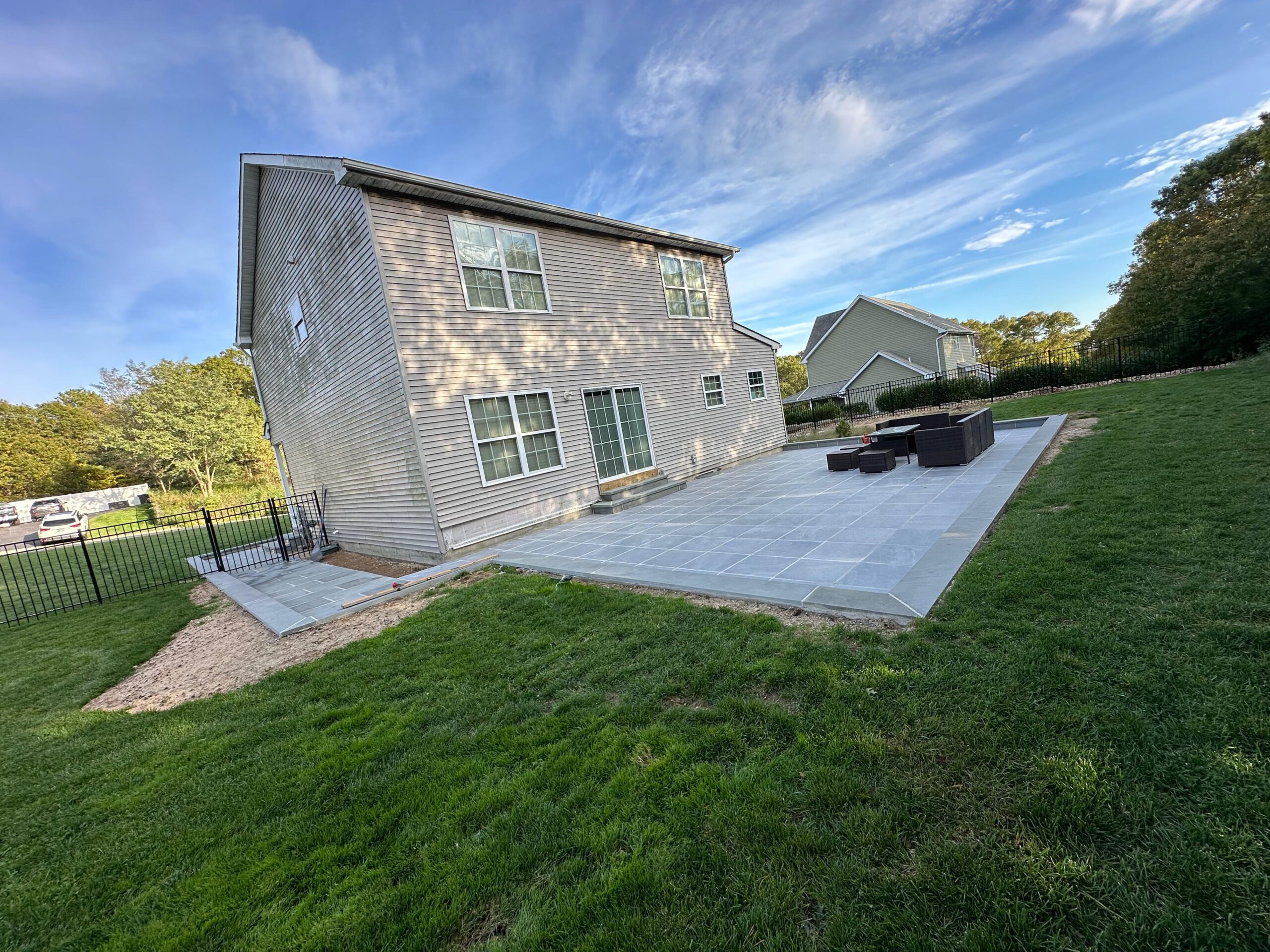 Large square stone patio