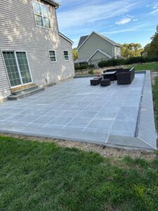 Large square stone patio